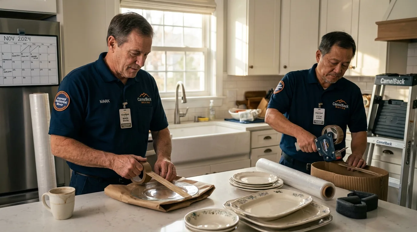 Professional crew packing kitchen dishware in Wilber, NE